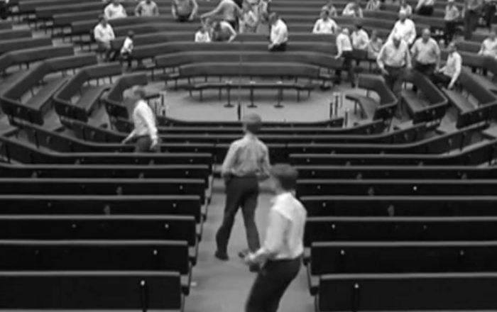 Members arriving at a Plymouth Brethren gospel hall