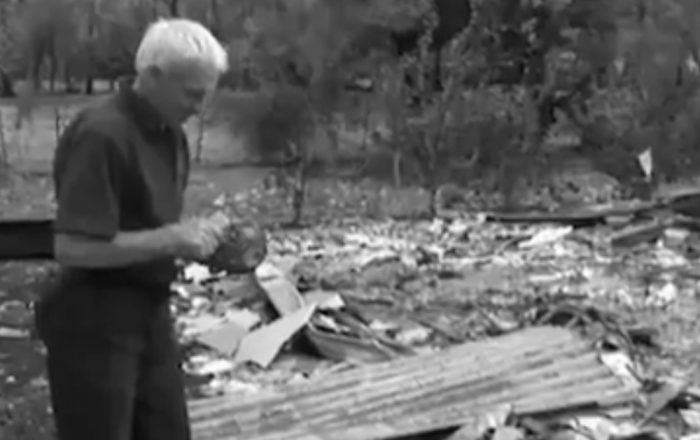 A Plymouth Brethren member with destroyed house